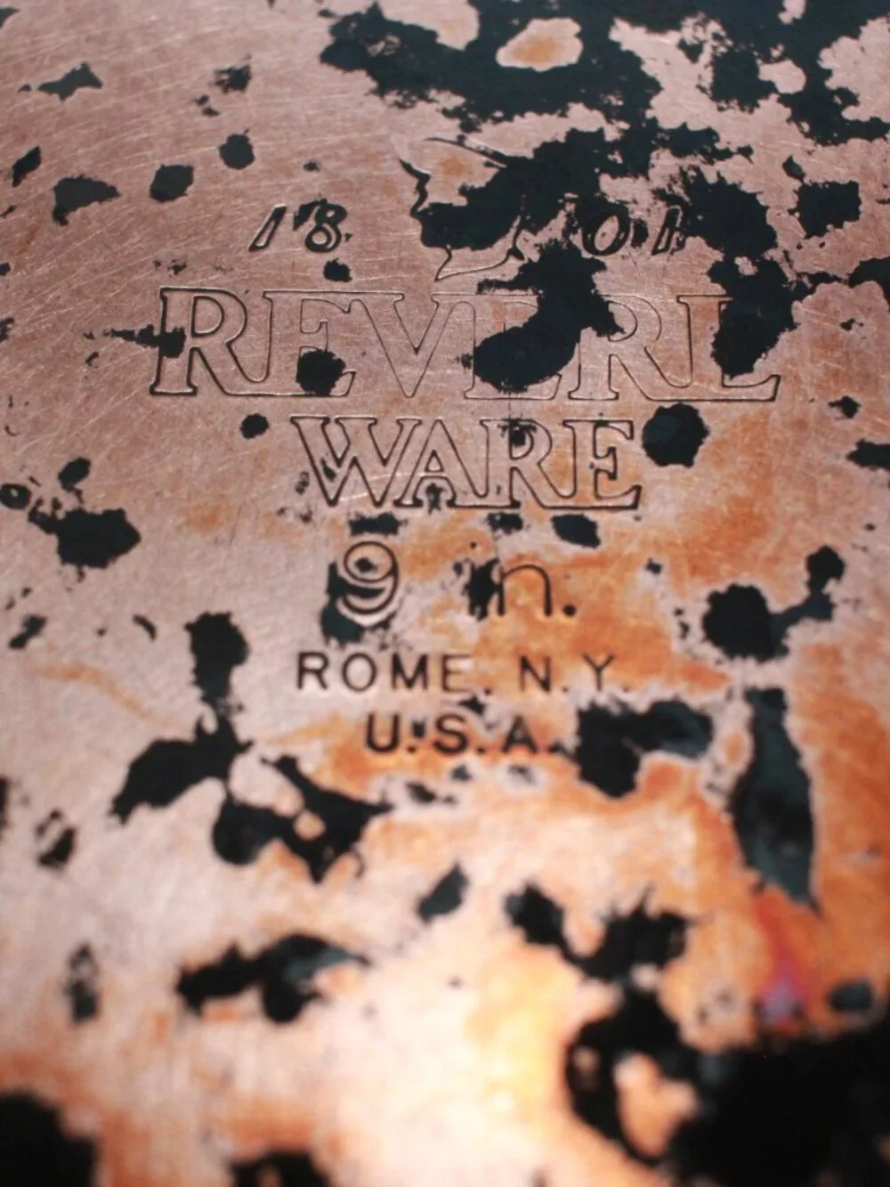 Revere Ware 1801 Copper Bottom 9 In Fry Pan With Lid - Rome NY USA
